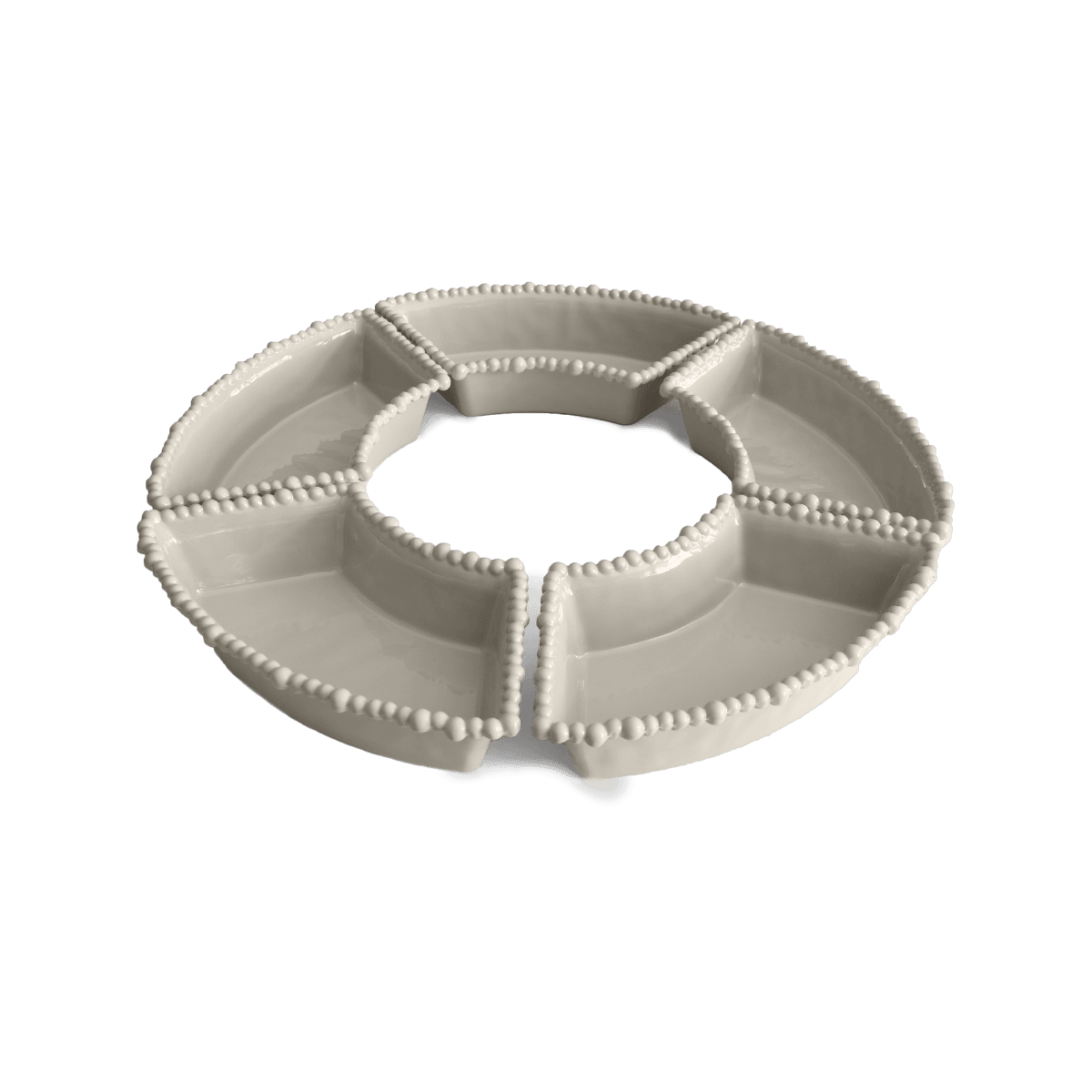 Beaded Edge Taupe Appetizer Service in Melamine by Baci Milano