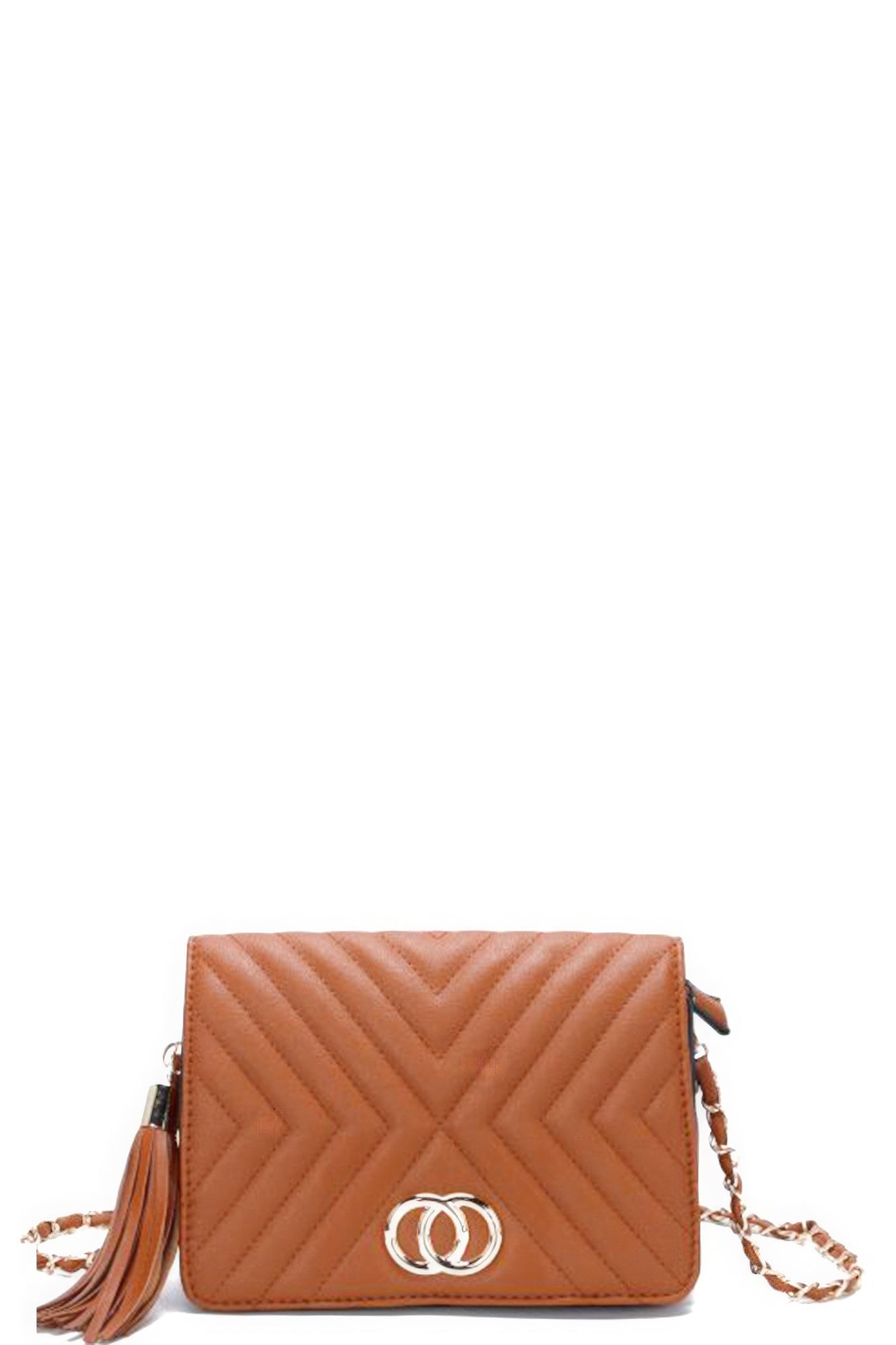 Quilted Crossbody Purse with Medallion & Tassel