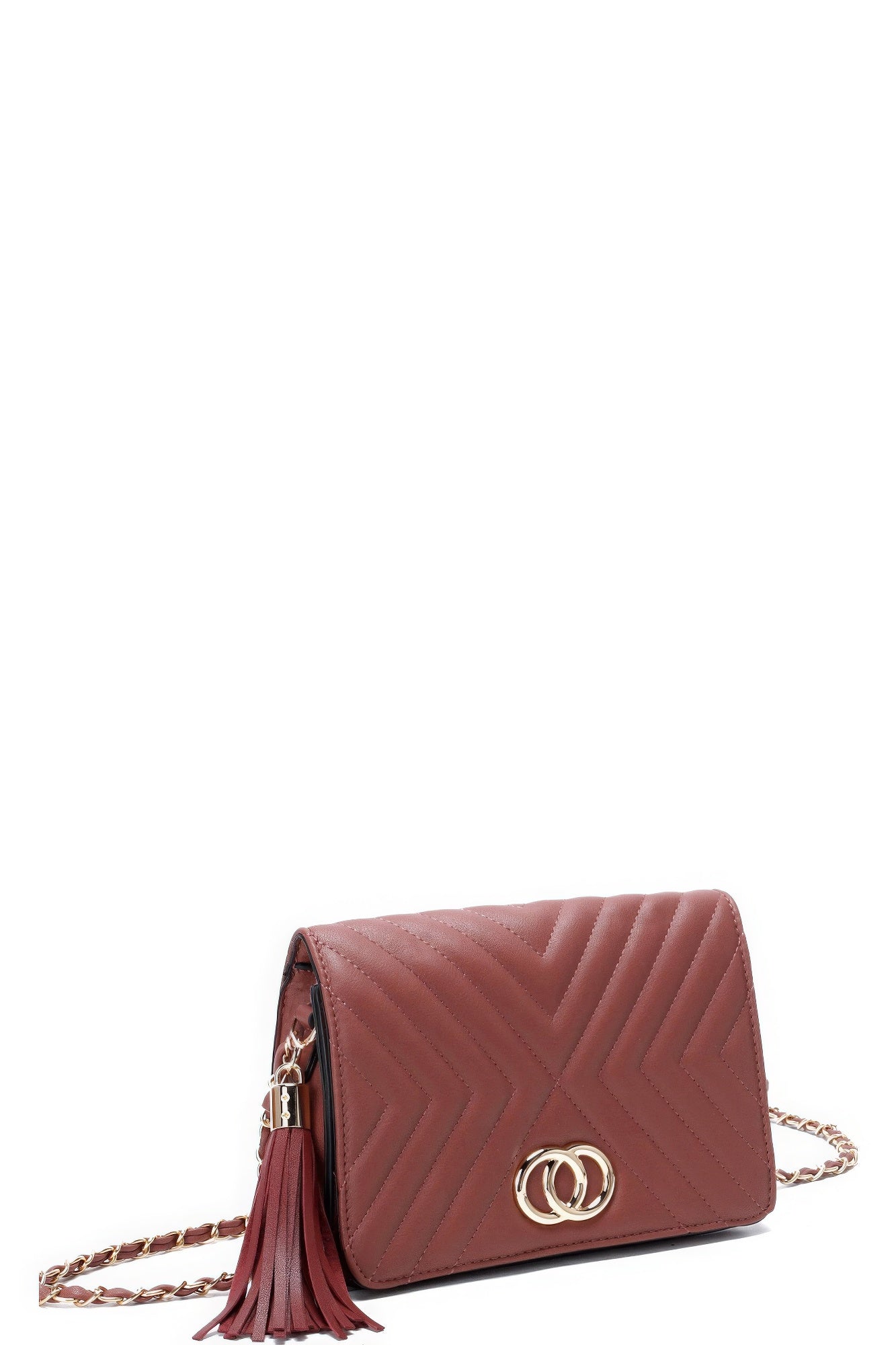 Quilted Crossbody Purse with Medallion & Tassel