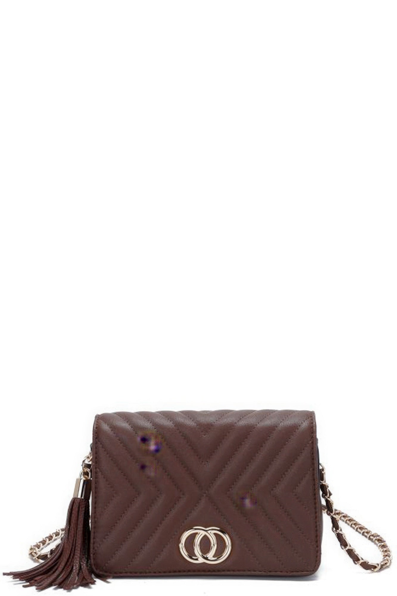 Quilted Crossbody Purse with Medallion & Tassel