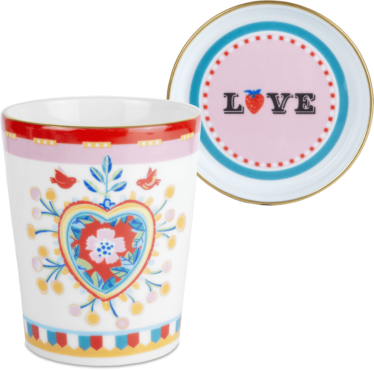 Porcelain Coffee Cup with Saucer/Lid by Baci Milano