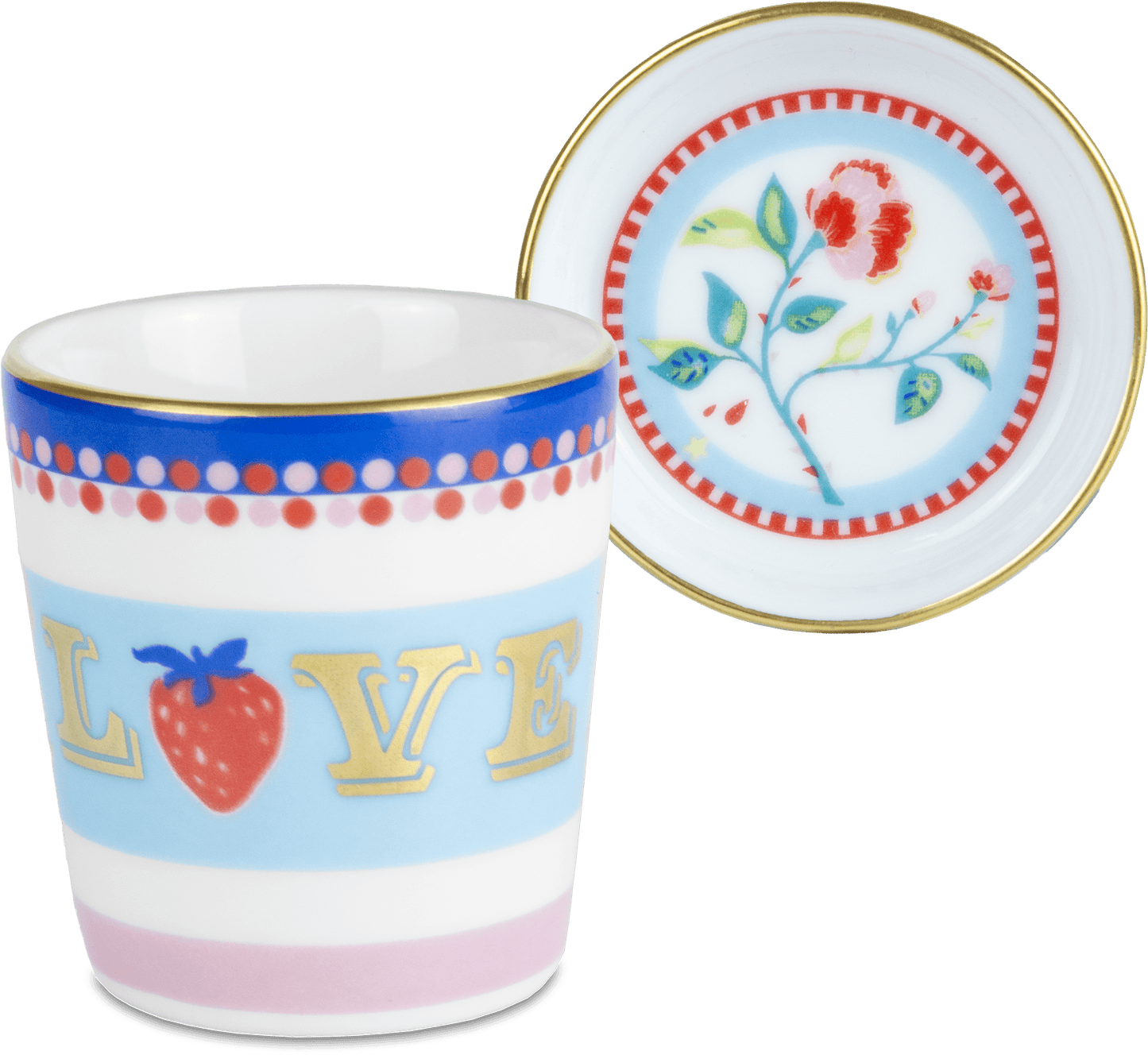 Porcelain Espresso Cup with Saucer/Lid by Baci Milano