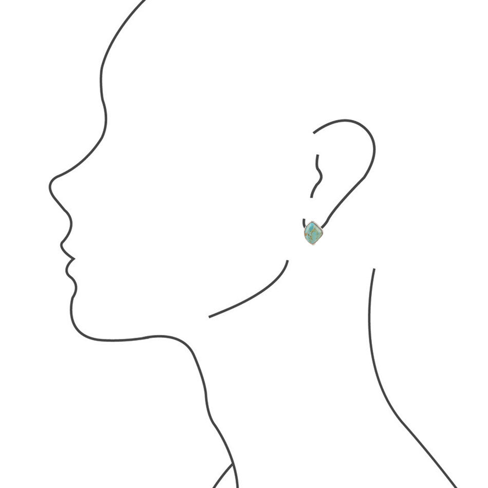 Abstract Blue Turquoise Sterling Silver Post Earrings