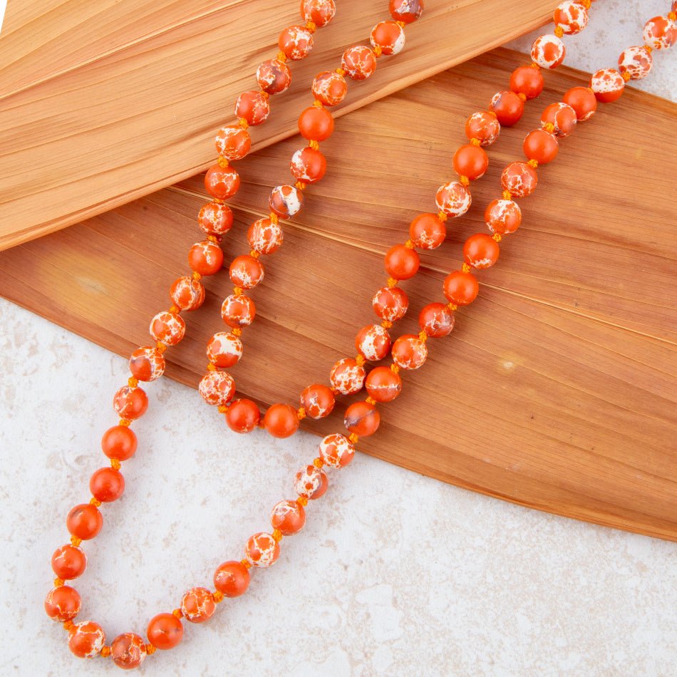 Polished Orange Jasper Beaded Strand