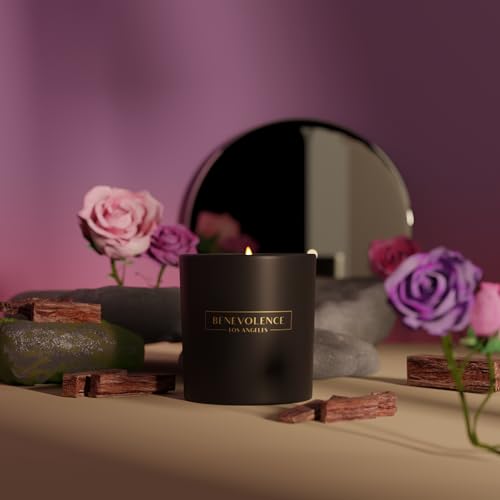 Santal Candle by Benevolence LA Candles | 14.5 oz| 3 Wick Natural Soy in Black Wax