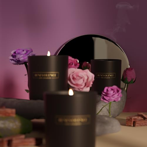 Santal Candle by Benevolence LA Candles | 14.5 oz| 3 Wick Natural Soy in Black Wax
