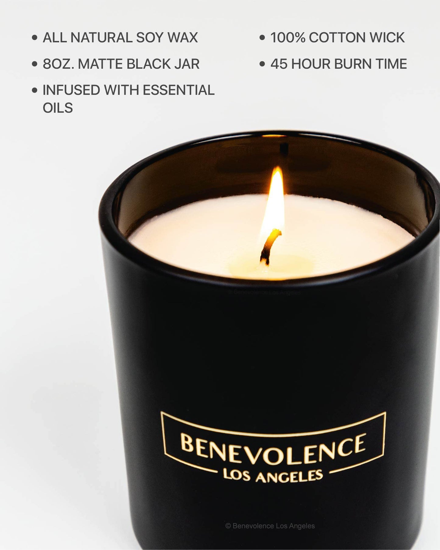 Santal Candle by Benevolence LA Candles | 14.5 oz| 3 Wick Natural Soy in Black Wax
