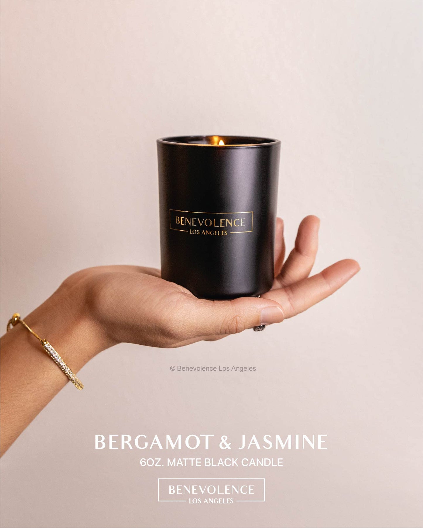 Santal Candle by Benevolence LA Candles | 14.5 oz| 3 Wick Natural Soy in Black Wax