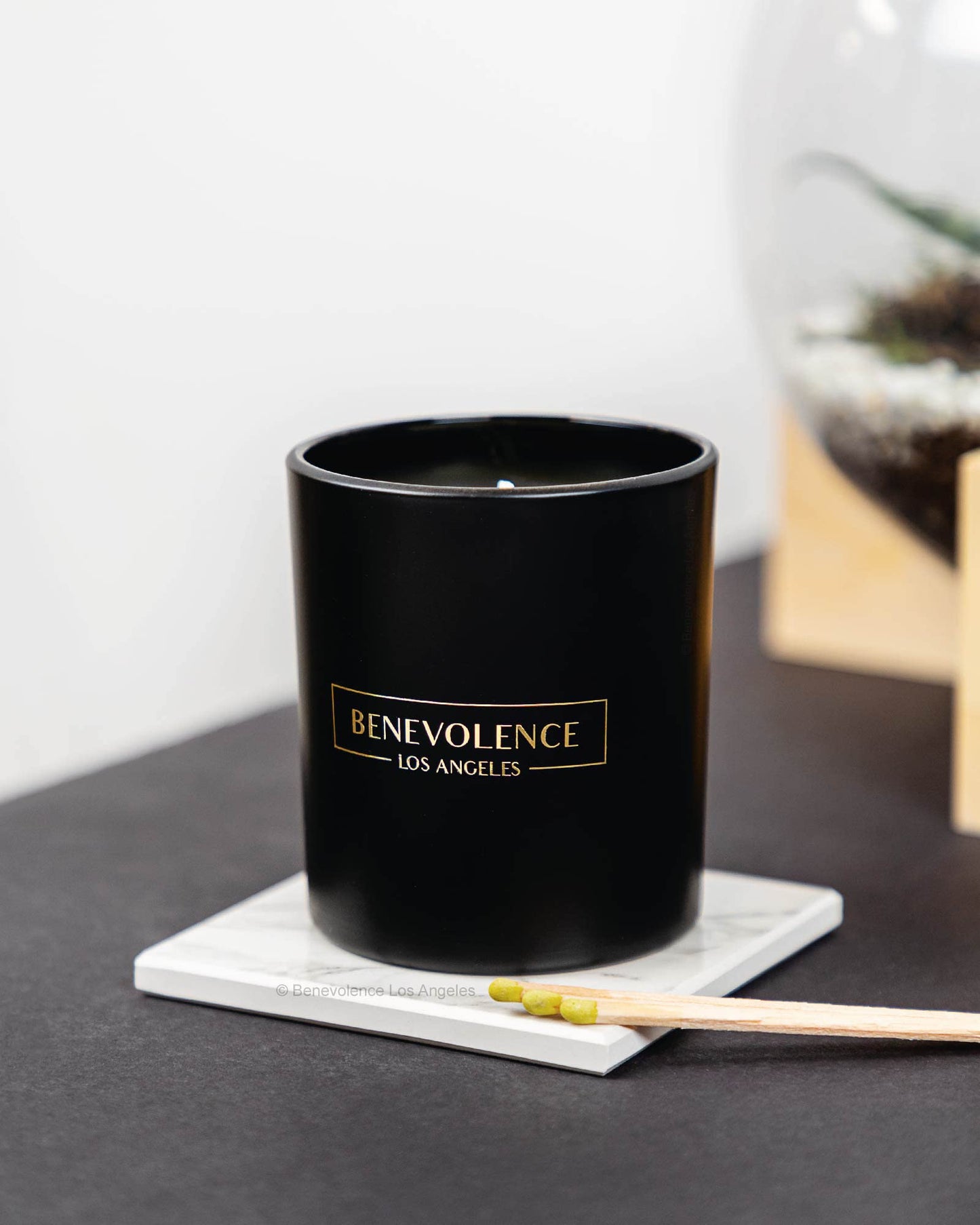 Santal Candle by Benevolence LA Candles | 14.5 oz| 3 Wick Natural Soy in Black Wax