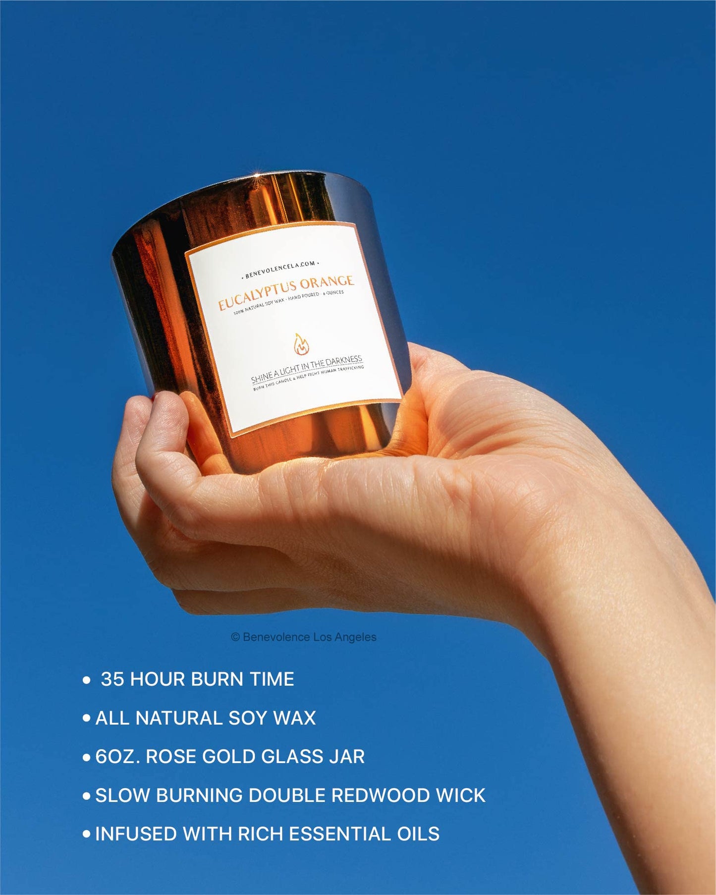 Santal Candle by Benevolence LA Candles | 14.5 oz| 3 Wick Natural Soy in Black Wax