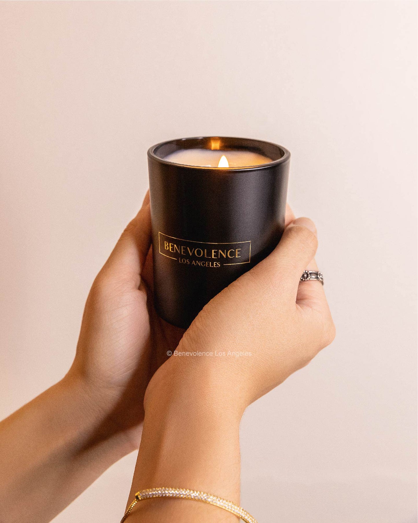 Santal Candle by Benevolence LA Candles | 14.5 oz| 3 Wick Natural Soy in Black Wax
