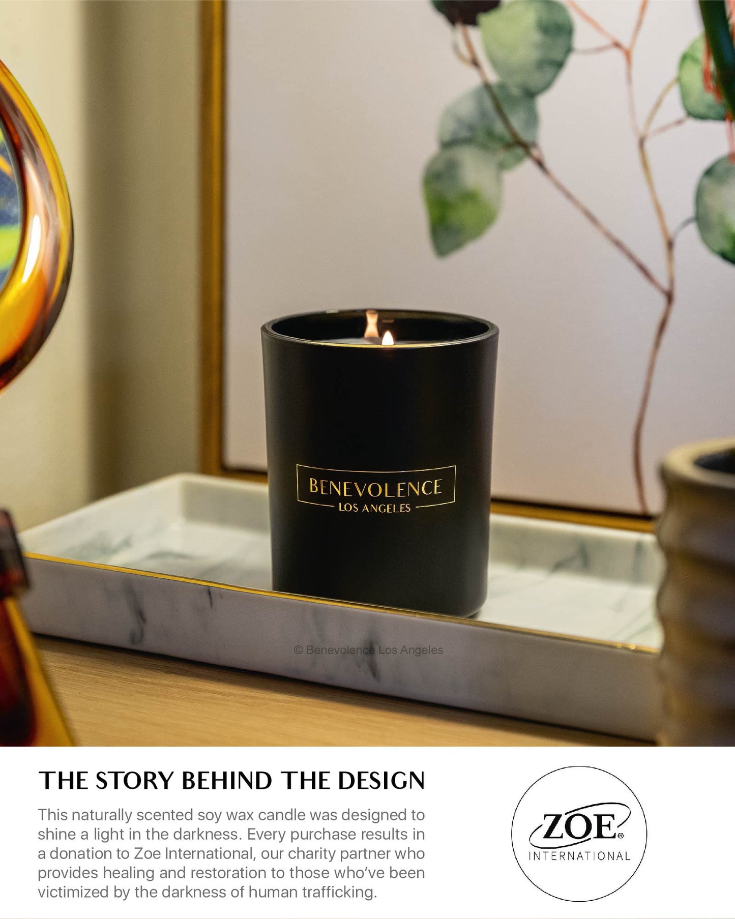 Santal Candle by Benevolence LA Candles | 14.5 oz| 3 Wick Natural Soy in Black Wax