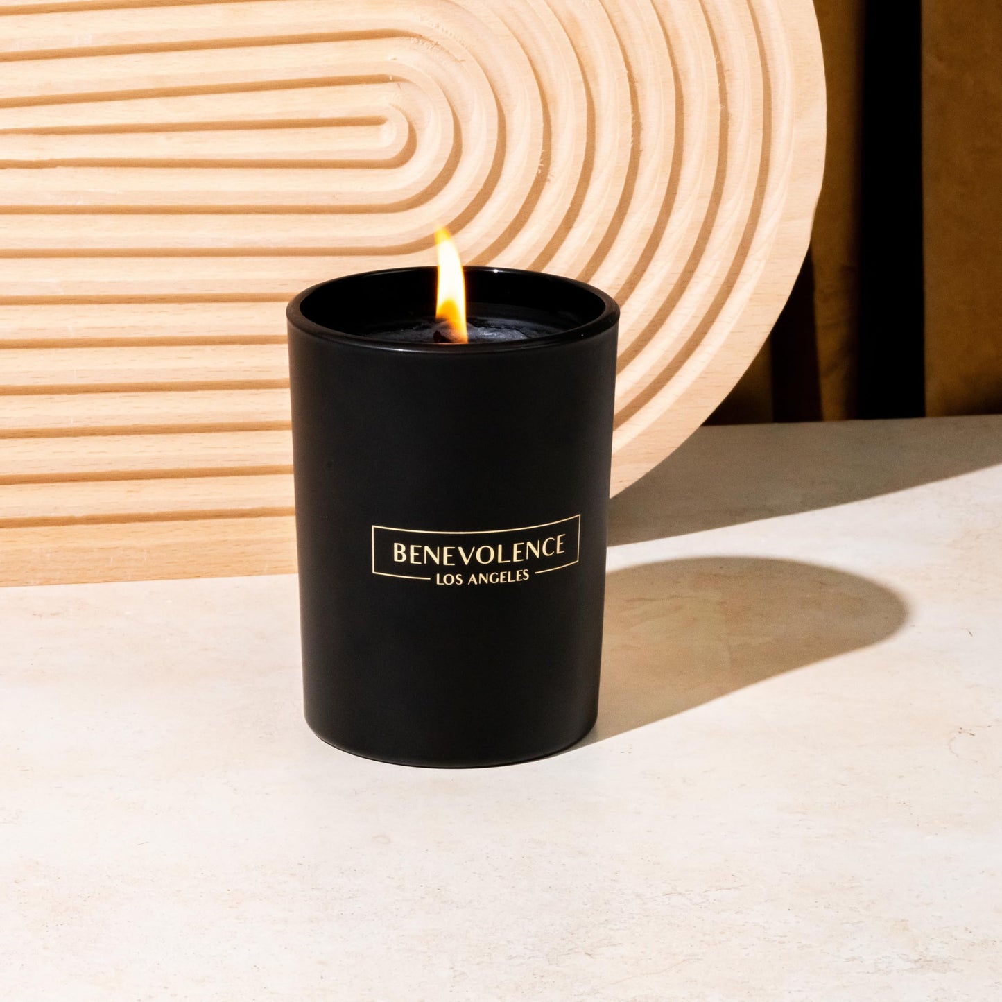 Santal Candle by Benevolence LA Candles | 14.5 oz| 3 Wick Natural Soy in Black Wax