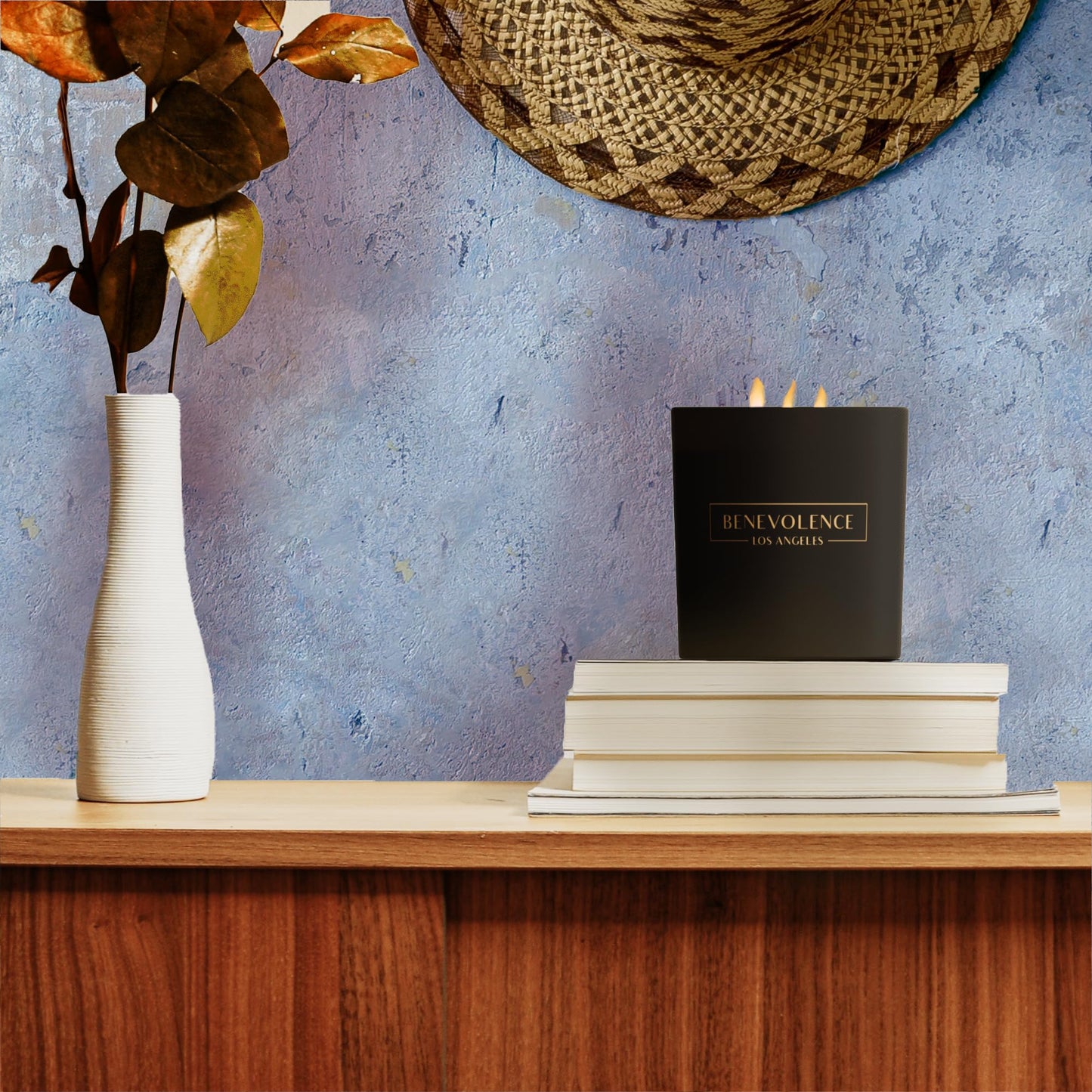 Santal Candle by Benevolence LA Candles | 14.5 oz| 3 Wick Natural Soy in Black Wax