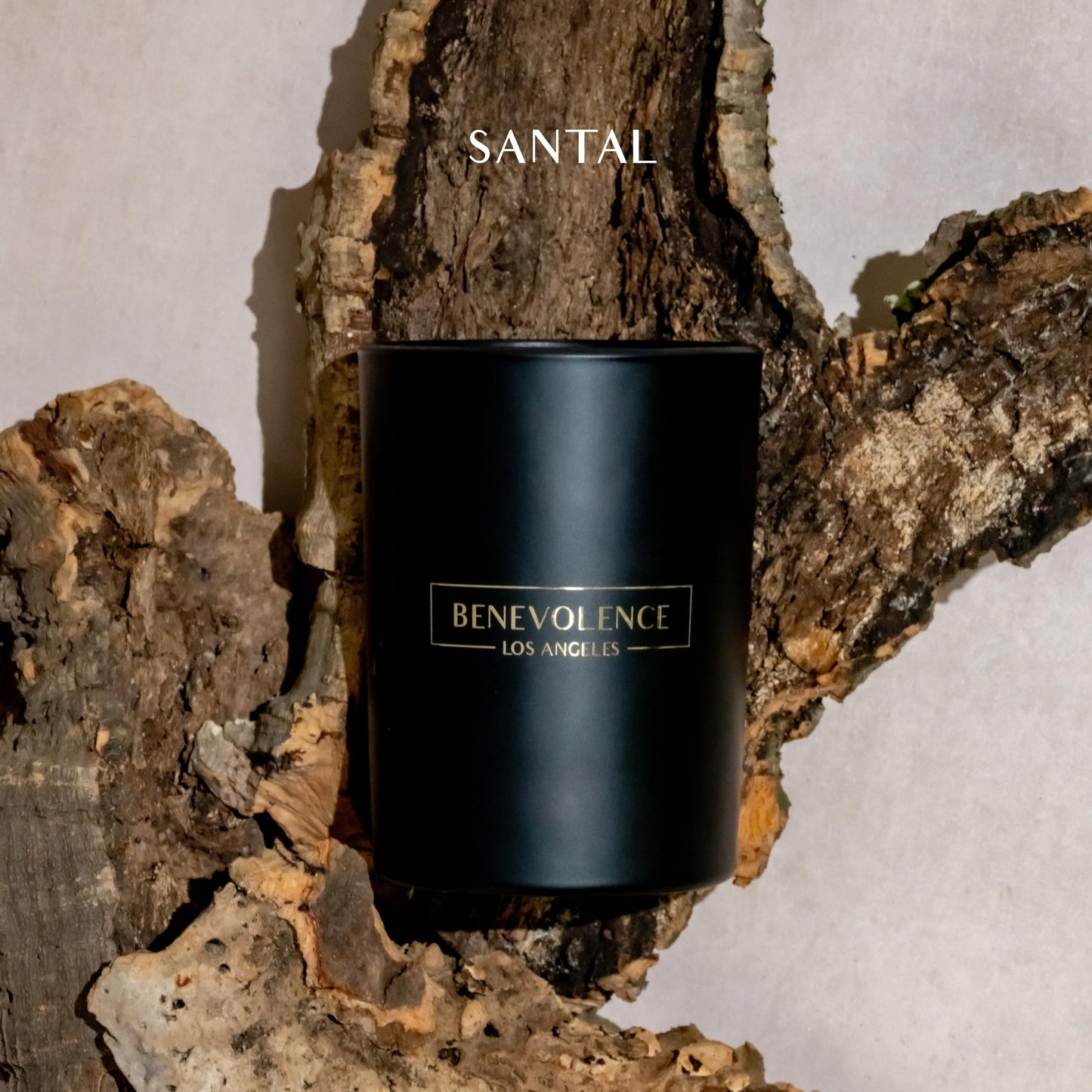 Santal Candle by Benevolence LA Candles | 14.5 oz| 3 Wick Natural Soy in Black Wax