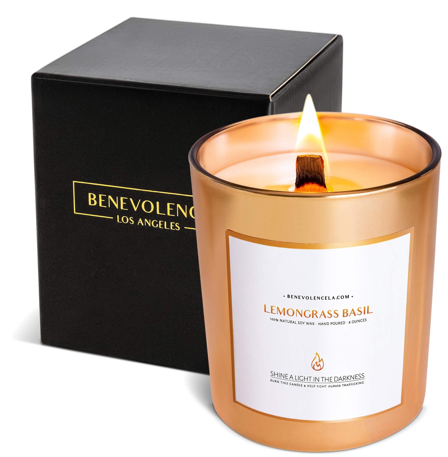 Santal Candle by Benevolence LA Candles | 14.5 oz| 3 Wick Natural Soy in Black Wax