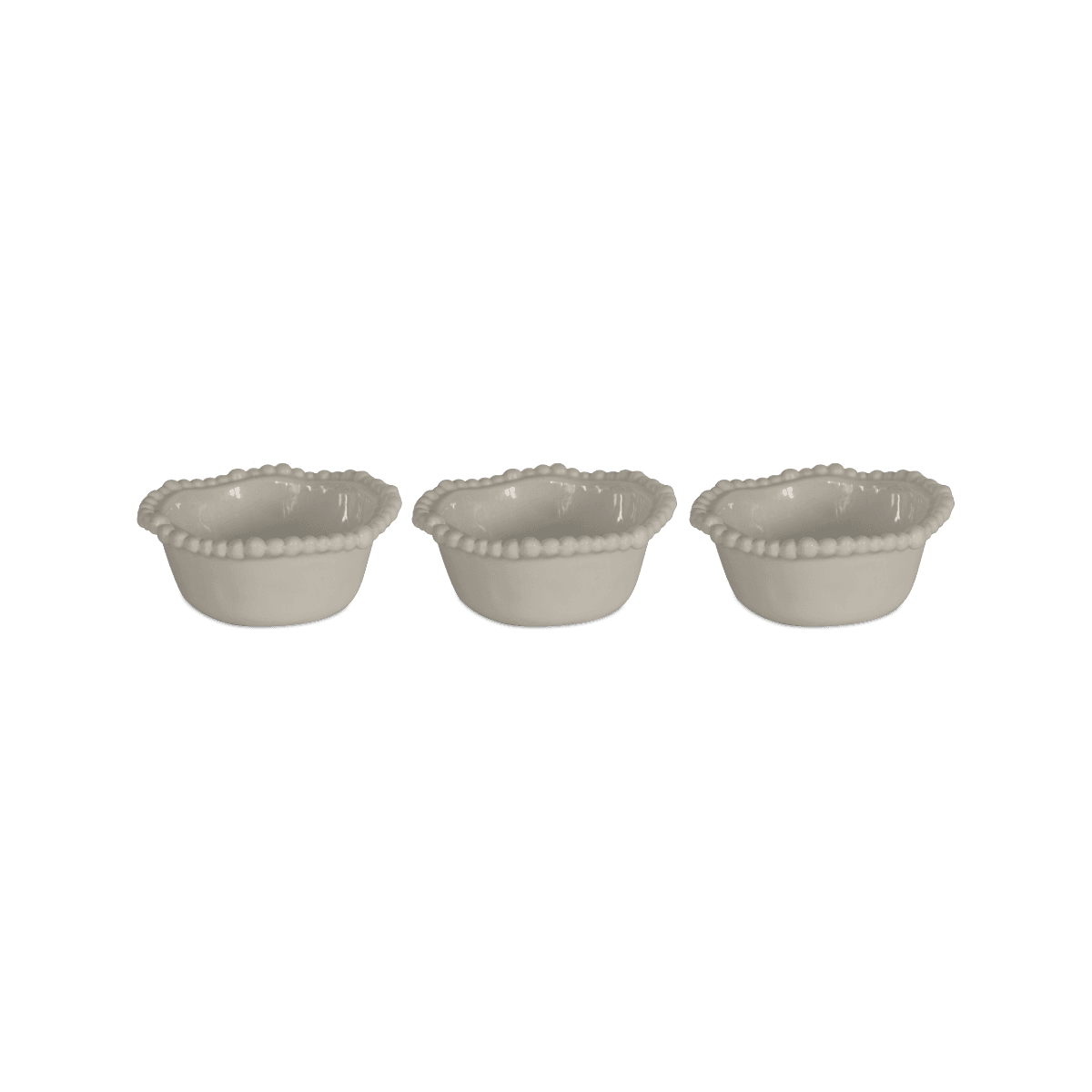 Taupe Melamine Bowls with Beaded Edge [Set of 3] from Baci Milano