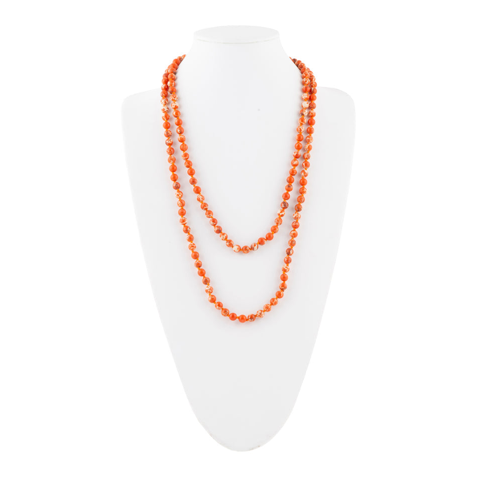 Polished Orange Jasper Beaded Strand