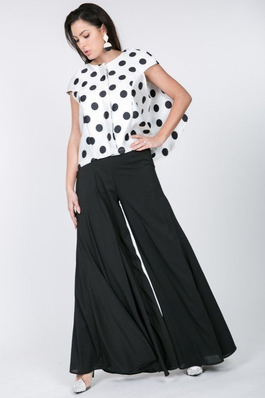 Cascade Ruffle Detail Polka Dot Top