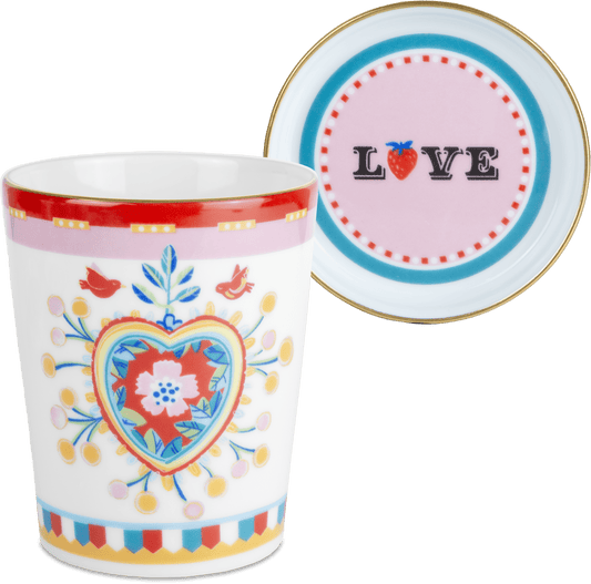 Porcelain Coffee Cup with Saucer/Lid by Baci Milano