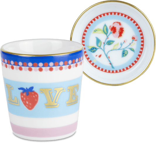 Porcelain Espresso Cup with Saucer/Lid by Baci Milano