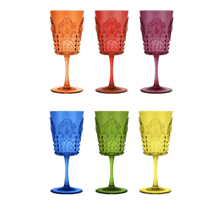 Outdoor Wine Glasses in Assorted Gemstone Colors [Set of 6] from the Baroque & Rock Anniversary Collection