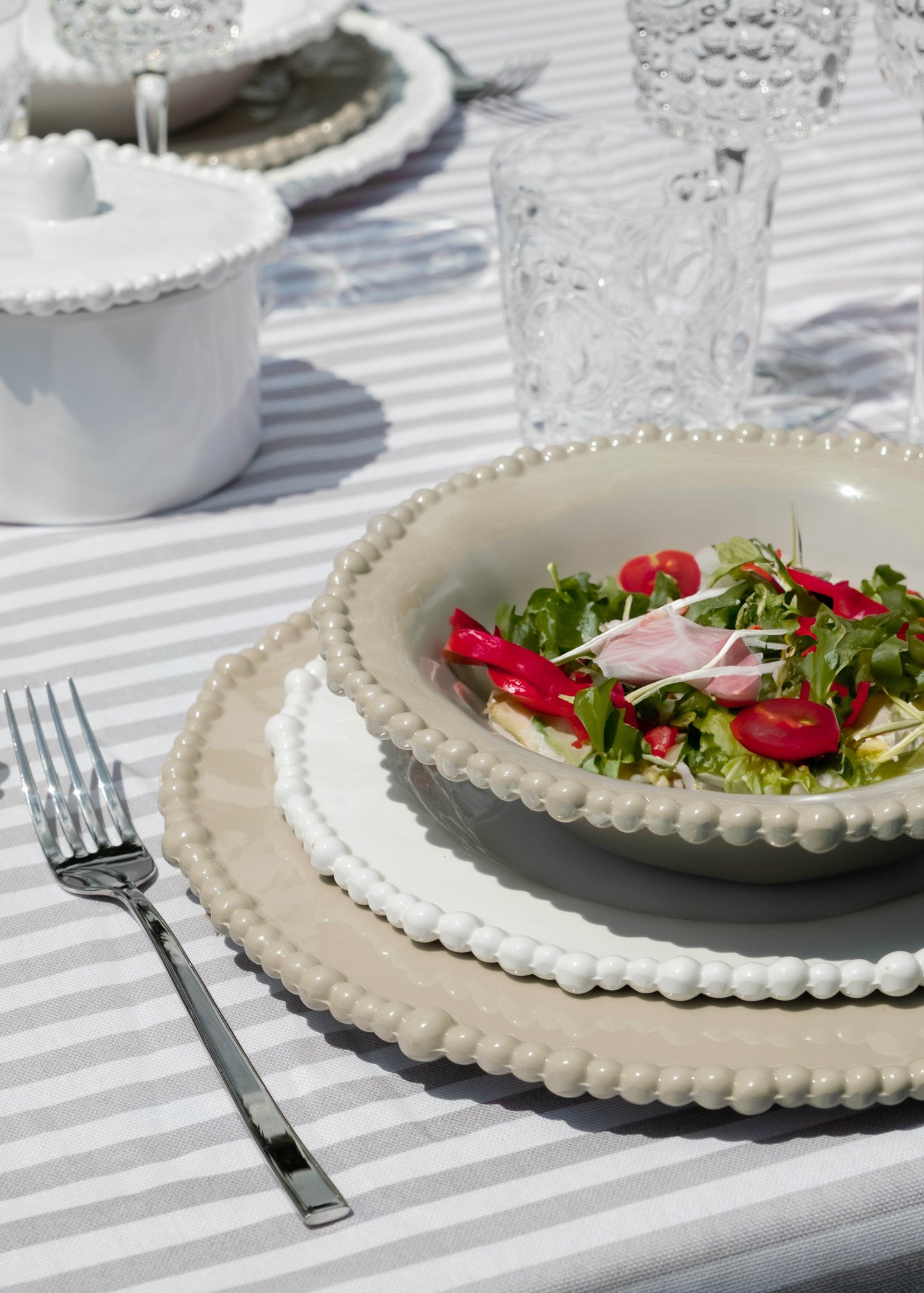 Outdoor Dinner Plates in Taupe [Set of 6] by Baci Milano