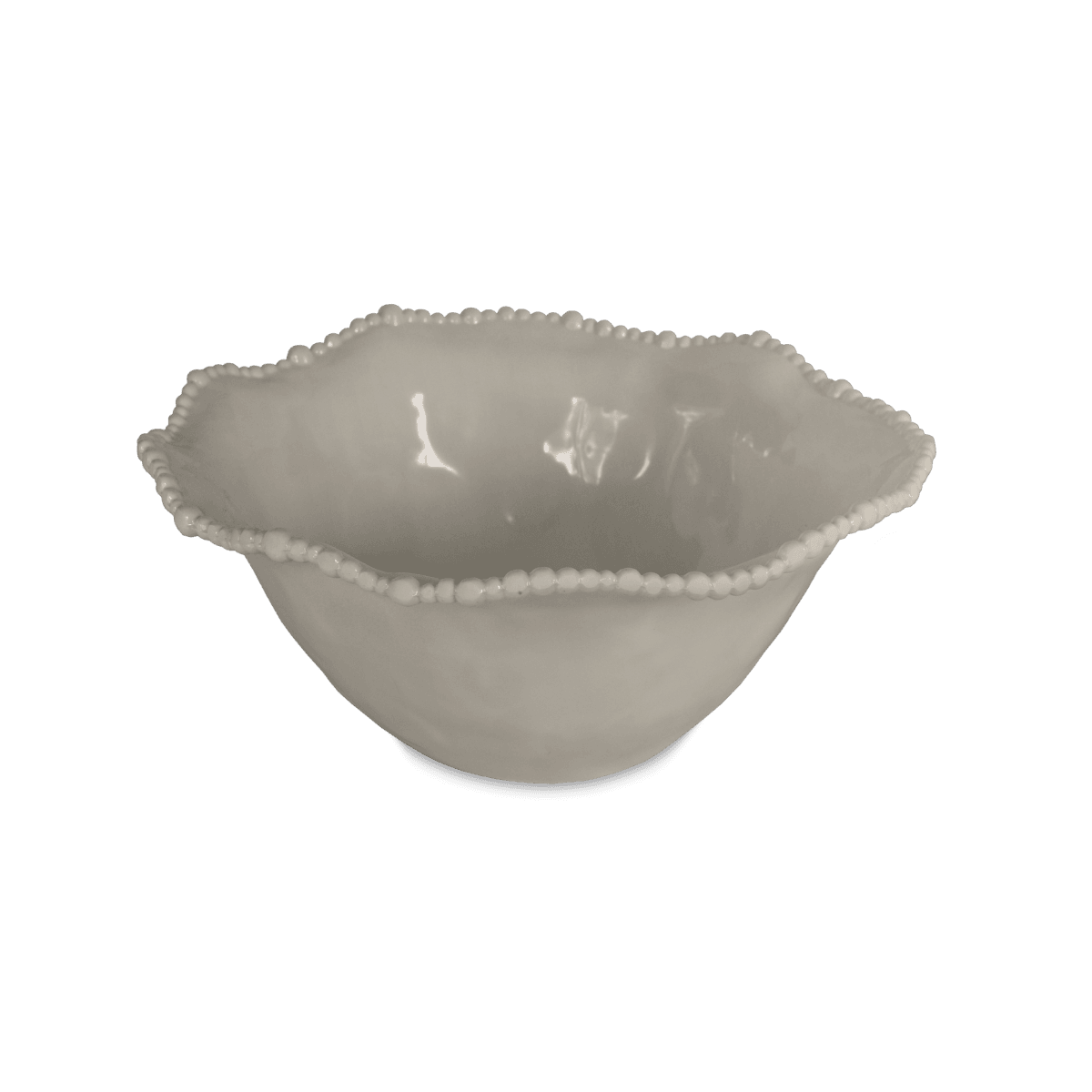 Tan Salad Serving Bowl in Melamine with Beaded Edges by Baci Milano