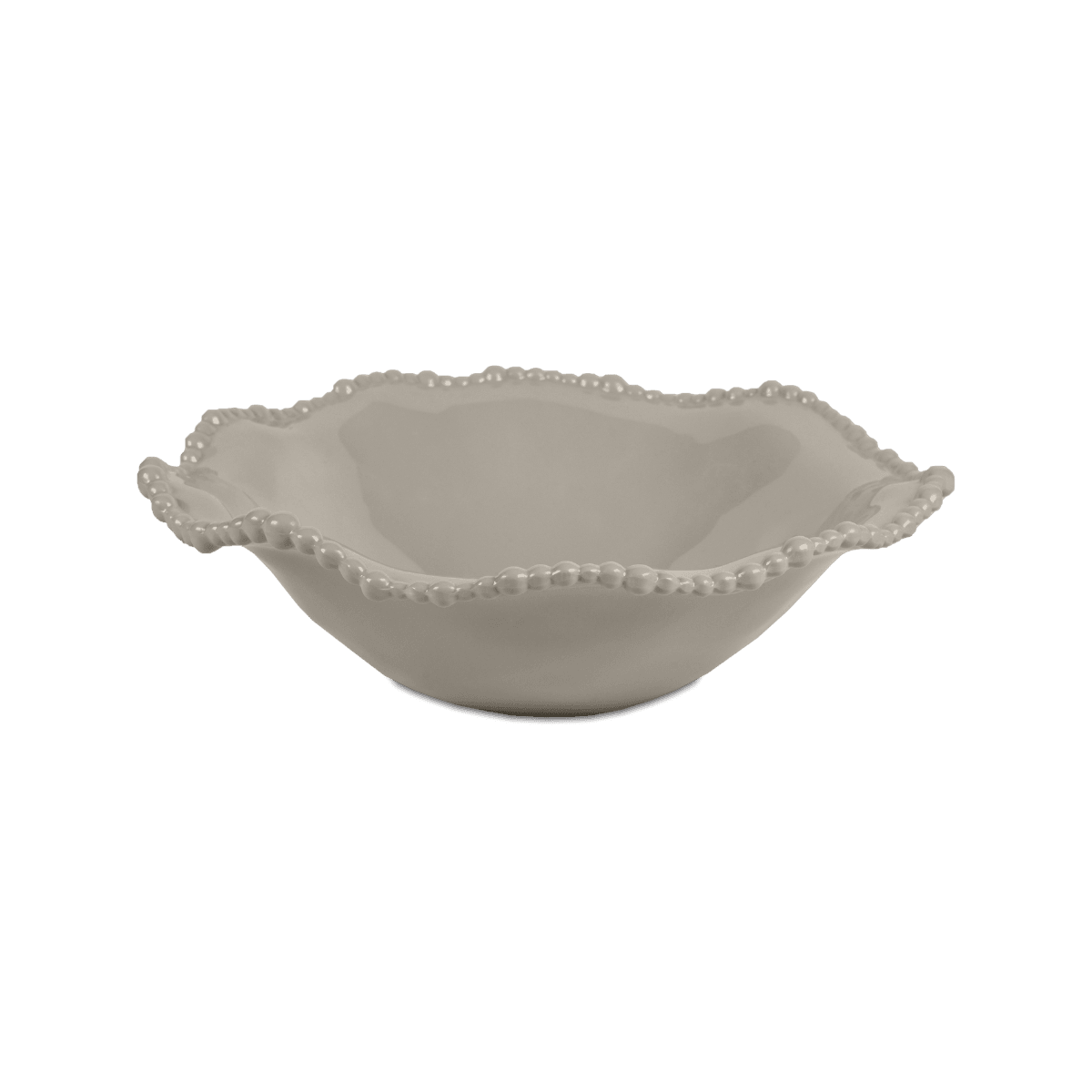 Petite-Sized Taupe Melamine Salad Serving Bowl with Beaded Edge from Baci Milano