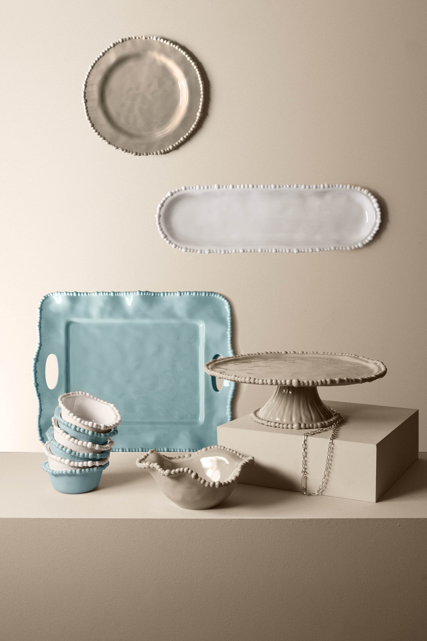 Oblong Outdoor Serving Platter in Antique White by Baci Milano
