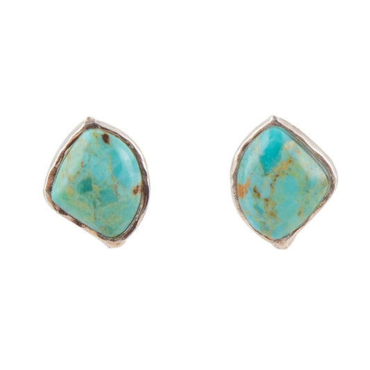 Abstract Blue Turquoise Sterling Silver Post Earrings