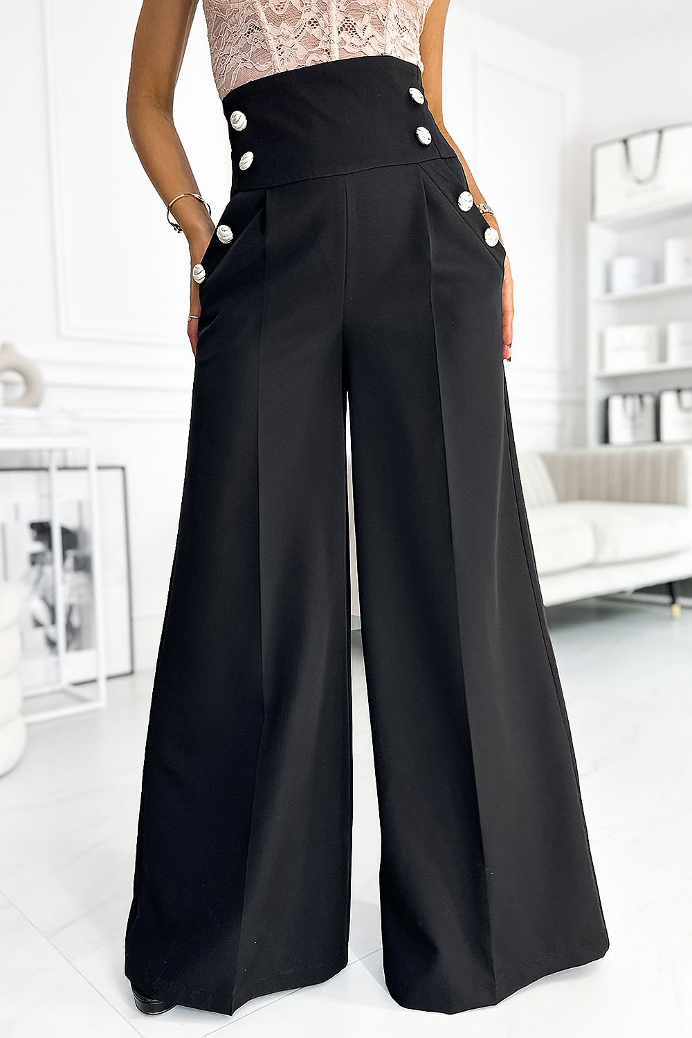 Wide-Leg Gaucho Trousers by Numoco