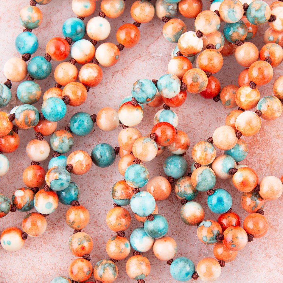 Blue Ocean & Immeasurable Orange Jade Necklace