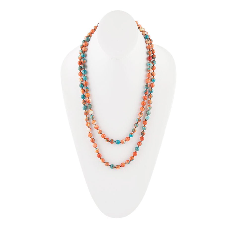 Blue Ocean & Immeasurable Orange Jade Necklace