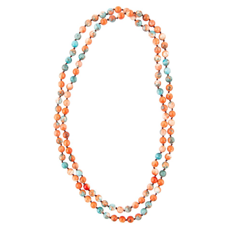 Blue Ocean & Immeasurable Orange Jade Necklace