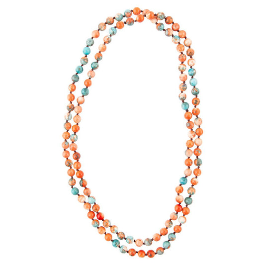 Blue Ocean & Immeasurable Orange Jade Necklace