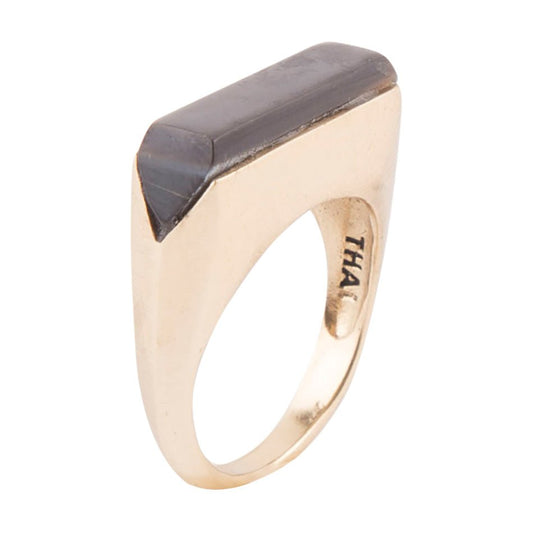 Black Mother of Pearl Linear Ring